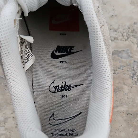 Nike Women's Air Force 1 First Use 50th Anniv. White/Orange Athletic Shoes - Picture 6 of 8